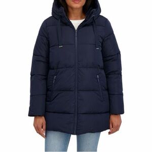 Sebby Collection faux fur reversible hooded navy blue puffer jacket BNWT